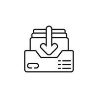 Download icon for file transfers. Ideal for web and app interfaces for efficiently indicating download functionality. vector