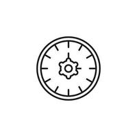 icon time management. clock with a gear in the center suitable for tech concepts, time management themes, industrial design projects, and engineering presentations. vector