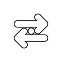 icon exchange. Two arrows indicating contrasting choices or concepts, with a circle symbolizing intersection, perfect for representing decisionmaking, opposing forces, or balance. vector