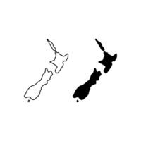 new zealand map.with line style and black fill. vector