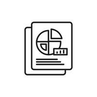 icon business report analysis. Two documents display a pie chart and ruler. Ideal for financial reports, data analysis presentations, business analytics, statistics concepts. vector