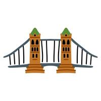 Ancient Tower Bridge with towers. England. Europe. Bridge over the river isolated on white background. vector
