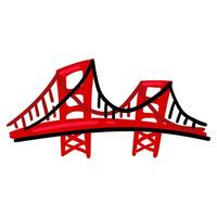 Red bridge isolated on white background vector