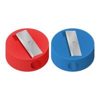 Sharp Red Blue Pencil Sharpener. Circle Pencil Sharpener Element. Pencil Sharpener Icon. vector