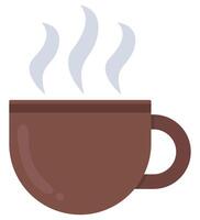 Flat icon of coffee cup with steam isolated on white background. vector