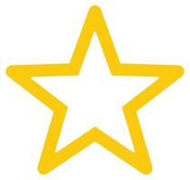 Flat icon of yellow outline star isolated on white background. vector
