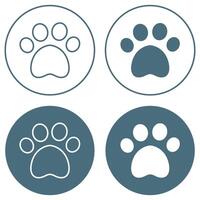 Paw print icon set isolated on white background. vector