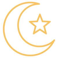 Crescent moon with star icon isolated on white background. vector