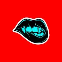 old Vampire Lips with Fangs vector