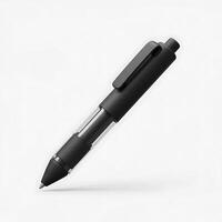 Black Pen Isolated on White Background Close-up for Writing and Office Use photo