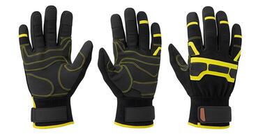 Black and Yellow Protective Work Gloves for Construction and Gardening Uses photo