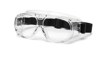 Safety Goggles Clear Protective Eyewear with Elastic Band on White photo