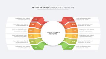 Yearly Timeline Planner Infographic Template with 12 Months vector