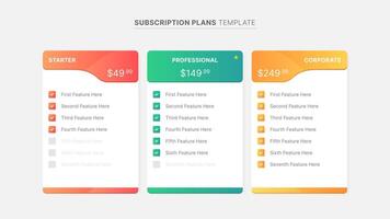 Plan Offer Subscription Package Price Comparison Table Chart Infographic Design Template vector