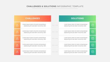 Challenge and Solution Comparison Table Template Design Business Infographic vector