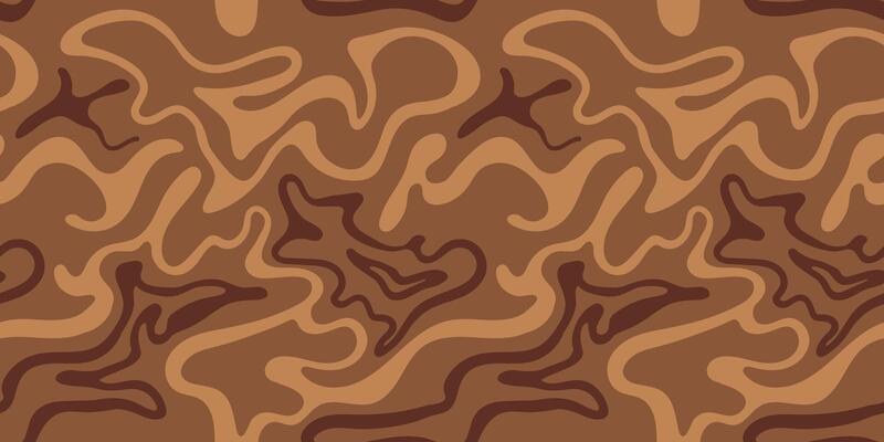 1970s trippy seamless pattern. Marble acrylic swirl pattern. Coffee or chocolate liquid texture