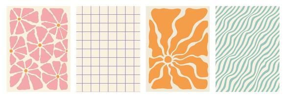 Backgrounds in trendy retro trippy style. Twisted and distorted texture in trendy retro psychedelic style vector