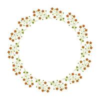 Cute round frame with red flowers vector