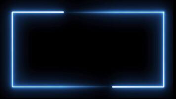 Double Laser Neon glowing frame background Blue Color, loop motion animation, isolated on black Color Background video