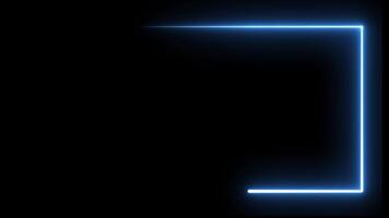 Laser Neon glowing frame background Blue Color, loop motion animation, isolated on black Color Background video