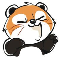 Yawning red panda cartoon with sleepy expression vector