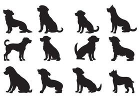 Different dog breeds in silhouette style vector
