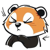 Grumpy red panda cartoon with annoyed expression vector