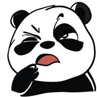Confused cartoon panda with skeptical expression vector