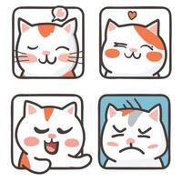 Cute cat emoji set with various expressions vector