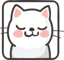 Cute white cat emoji with calm expression vector