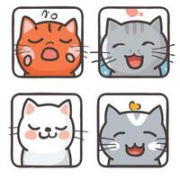 Cute cat emoji set with different expressions vector