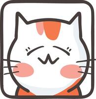 Cute blushing cat with happy expression vector