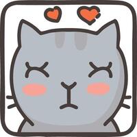 Cute gray cat emoji with loving expression vector