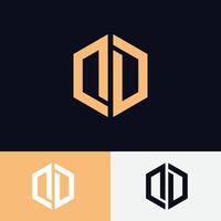 Modern DD or OD Initial Letter Logo Design with Hexagon Shape vector