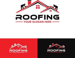 Roofing Logo Design for Construction and Home Repair Services vector
