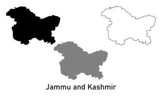 jammu and kashmir map illustration isolated on background. map in black, gray, and outlines vector