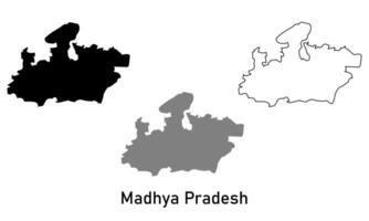 madhya pradesh map illustration isolated on background. map in black, gray, and outlines vector