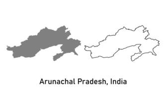 Arunachal pradesh map illustration isolated on background. map in black, gray, and outlines vector