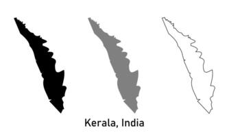 Kerala map illustration isolated on background. map in black, gray, and outlines vector