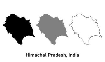 himachal pradesh map illustration isolated on background. map in black, gray, and outlines vector