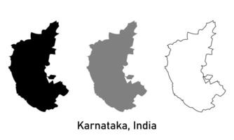 Karnataka map illustration isolated on background. map in black, gray, and outlines vector