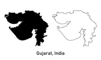Gujarat map illustration isolated on background. map in black, gray, and outlines vector