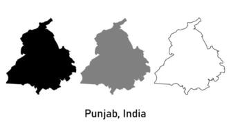 punjab map illustration isolated on background. map in black, gray, and outlines vector