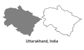 uttarakhad map illustration isolated on background. map in black, gray, and outlines vector