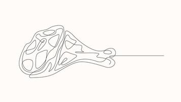 Continuous one line drawing of pork knuckle animation video