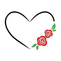 Red rose heart frame illustration vector