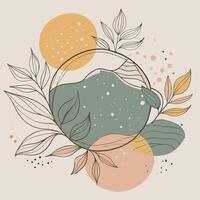 Abstract floral design with green leaves and colorful circles vector
