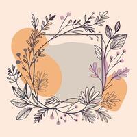 Elegant floral frame with intricate leaves and berries, suitable for wedding or event invitations vector