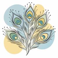 Intricate peacock feather design with vibrant colors and detailed patterns vector