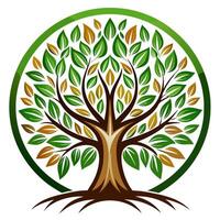 A Tree s Journey from Roots to Leaves in a Badge Design vector